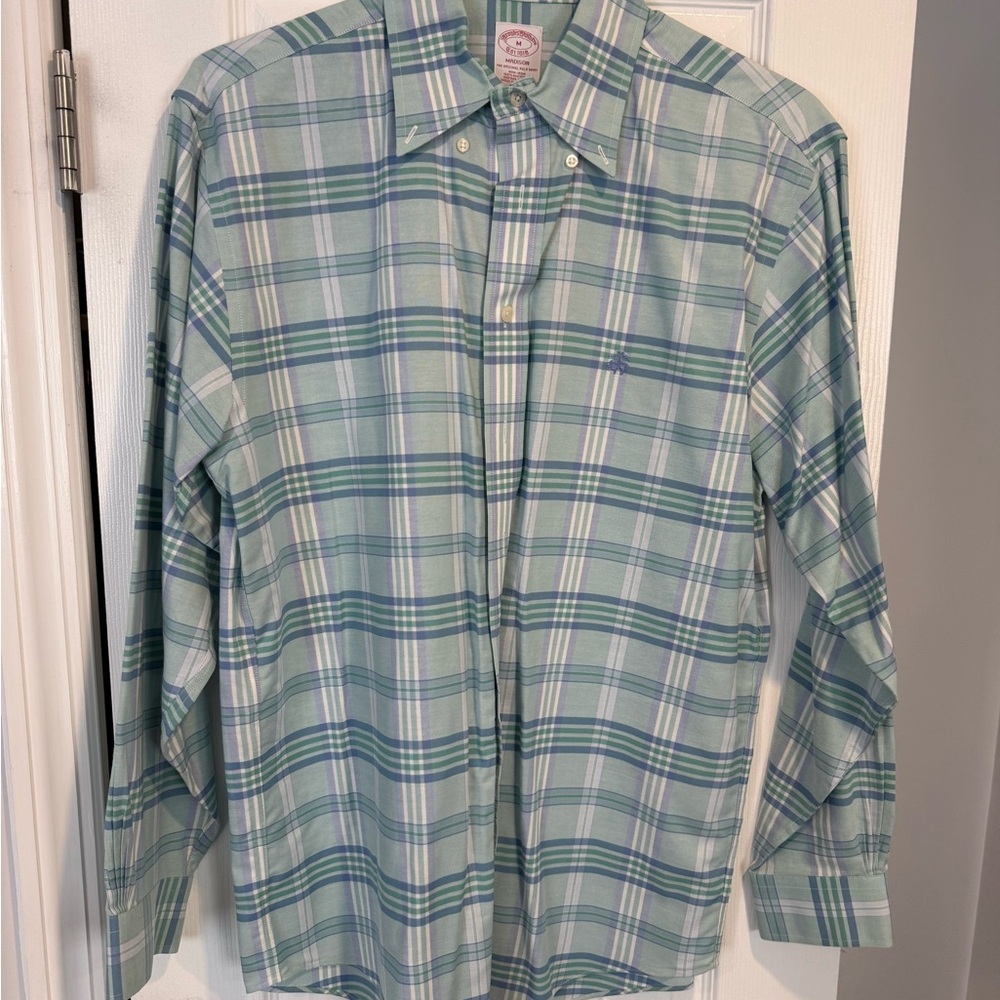Brooks Brothers Blue and Green Checkered Polo